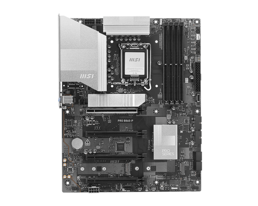 MSI PRO B860-P Intel Core Ultra (Series 2), LGA 1851/DDR5/PCIe 5.0/3xM.2 - ATX Gaming MotherBoard