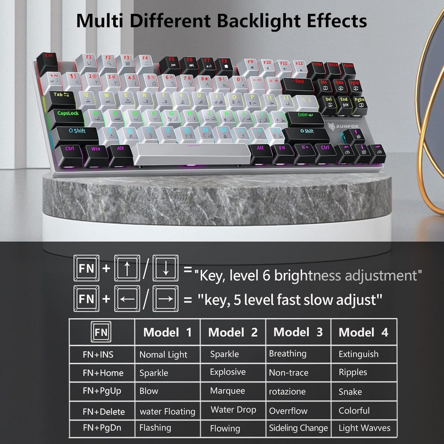 XUNFOX K80 Gaming Keyboard Blue Mechanical Switch