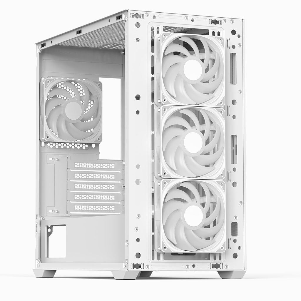AeroCool D302A (White) ARGB Stylish Mesh Front Panel Design mATX Mini Tower Tempered Glass Gaming Case w/ USB Type-C, 4X120mm ARGB Fans & Back Connector Motherboard Support