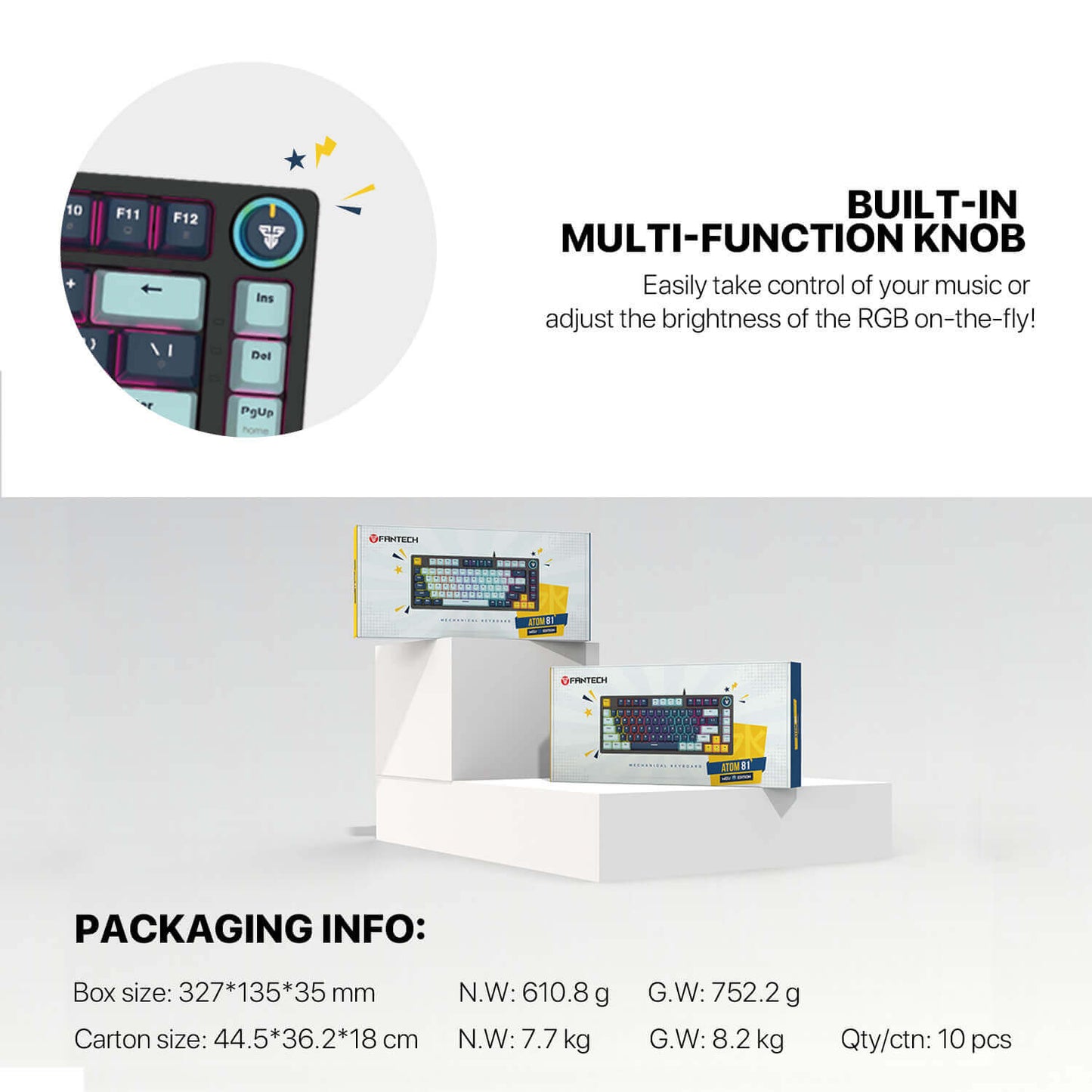 FANTECH ATOM81 MK875V2 Mechanical Gaming Keyboard MIZU SERIES SKY BLUE