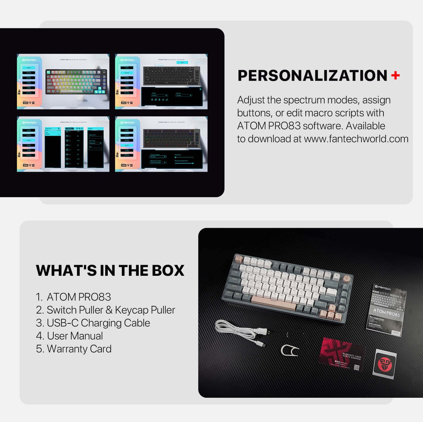 FANTECH ATOM PRO83 MK913 WIRELESS MECHANICAL GAMING KEYBOARD STELLAR EDITION SATURN BLUE SWITCH