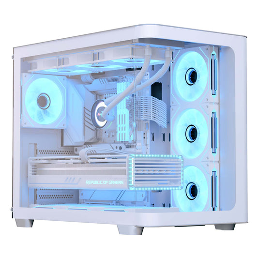 AeroCool P500C (White) ARGB Stylish w/ Panoramic View & Dual Chamber ATX Mid Tower Tempered Glass Gaming Case w/ 4 ARGB Mirage infinity Mirror Fans (3x120mm Side Reverse-Blade + 1x120mm Rear)
