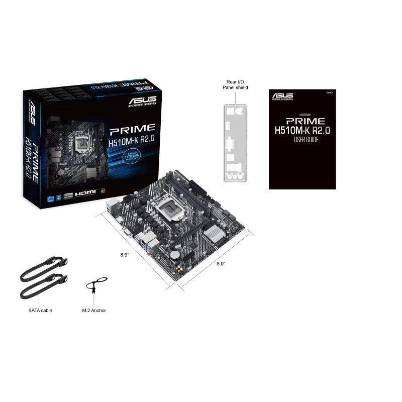 ASUS PRIME H510M-K R2.0, Intel 10th 11th Series, LGA 1200/DDR4/PCIe 4.0/1xM.2 - mATX MotherBoard
