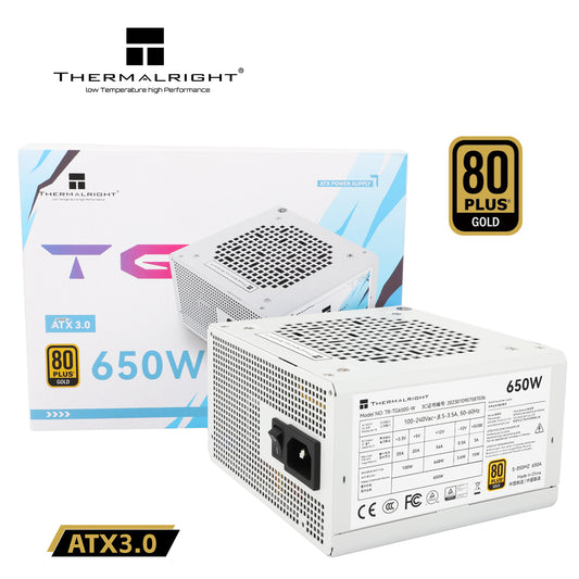 Thermalright (TG-650S-W) Gold 650W (ATX 3.0) 80 Plus Gold Non Modular, Smart Fan - Power Supply (White)