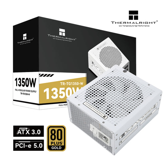 Thermalright (TP1350-W) Platinum 1350W (ATX 3.0) PCIE 5.0 (12VHPWR) 80 Plus Platinum Full Modular, Smart Fan - Power Supply (White)