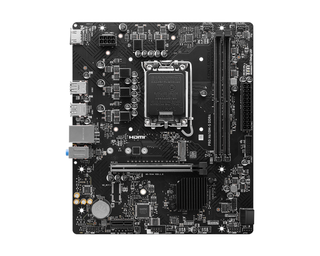 MSI PRO H610M-S, Intel 14th 13th 12th Series, LGA 1700/DDR4/PCIe 4.0/1xM.2 - mATX Gaming MotherBoard