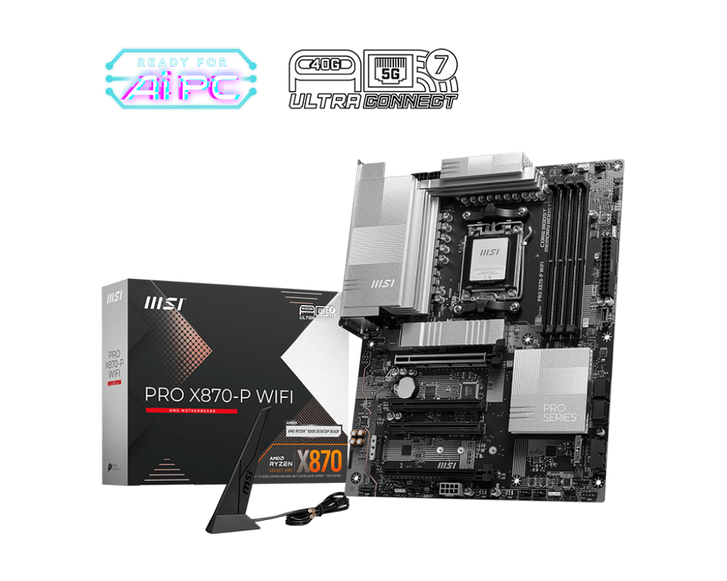 MSI PRO X870-P WIFI (Wi-Fi 7) AMD RYZEN 7000 8000 9000 Series AM5/DDR5/PCIe 5.0/3xM.2 - ATX Gaming MotherBoard