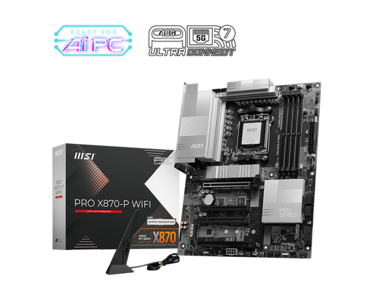 MSI PRO X870-P WIFI (Wi-Fi 7) AMD RYZEN 7000 8000 9000 Series AM5/DDR5/PCIe 5.0/3xM.2 - ATX Gaming MotherBoard