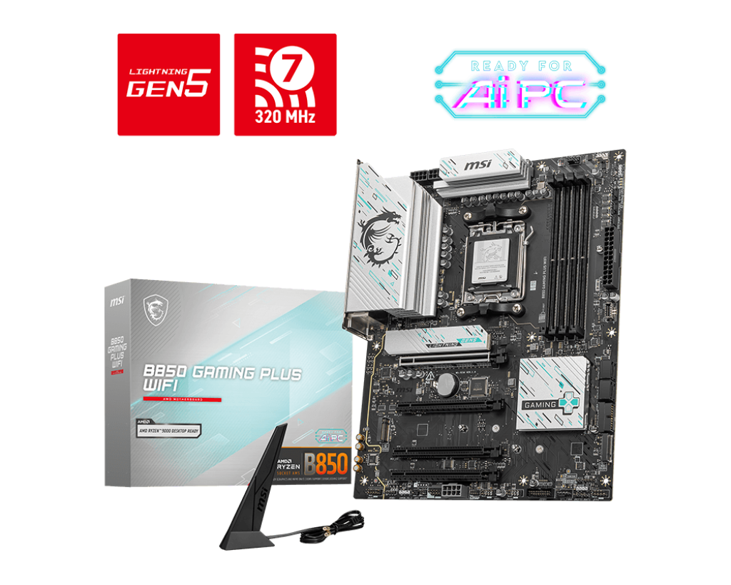 MSI B850 GAMING PLUS WIFI (Wi-Fi 7) AMD RYZEN 7000 8000 9000 Series AM5/DDR5/PCIe 5.0/3xM.2 - ATX Gaming MotherBoard
