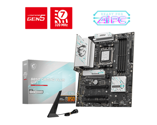 MSI B850 GAMING PLUS WIFI (Wi-Fi 7) AMD RYZEN 7000 8000 9000 Series AM5/DDR5/PCIe 5.0/3xM.2 - ATX Gaming MotherBoard