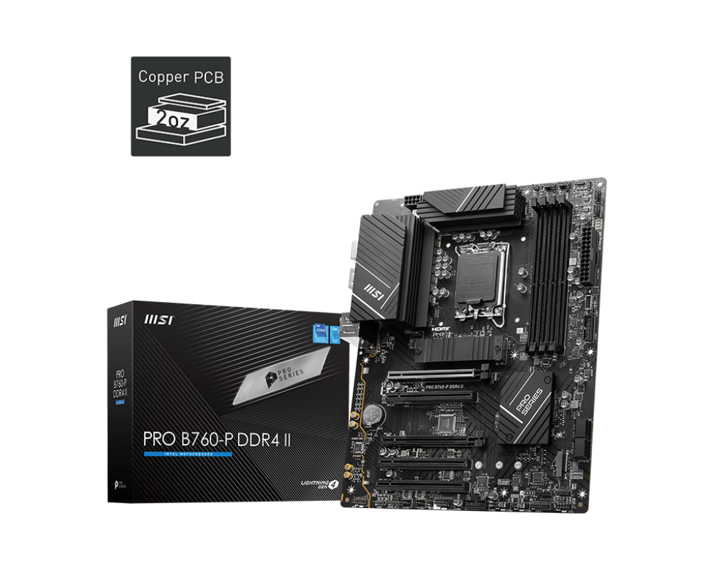 MSI PRO B760-P II, Intel 14th 13th 12th Series, LGA 1700/DDR4/PCIe 4.0/2xM.2 - ATX Gaming MotherBoard