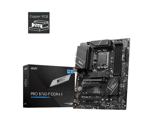 MSI PRO B760-P II, Intel 14th 13th 12th Series, LGA 1700/DDR4/PCIe 4.0/2xM.2 - ATX Gaming MotherBoard
