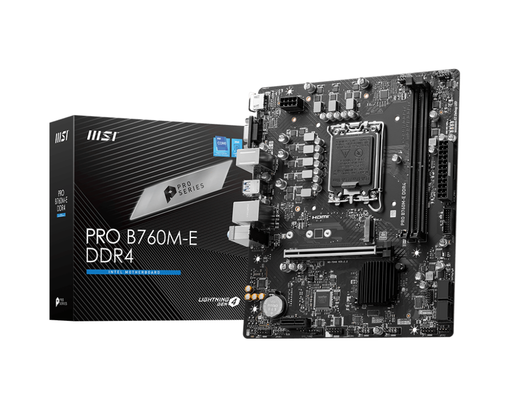 MSI PRO B760M-E, Intel 13th 12th Series, LGA 1700/DDR4/PCIe 4.0/1xM.2 - mATX Gaming MotherBoard
