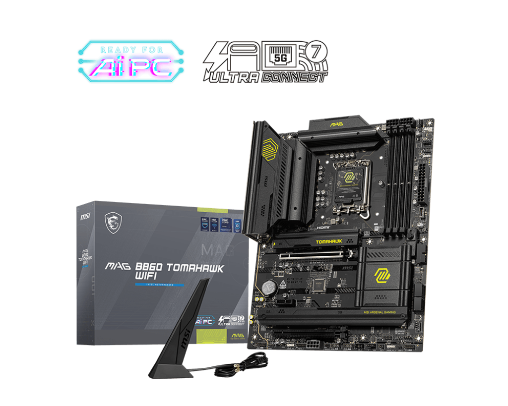 MSI MAG B860 TOMAHAWK WIFI (Wi-Fi 7) Intel Core Ultra (Series 2), LGA 1851/DDR5/PCIe 5.0/3xM.2 - ATX Gaming MotherBoard