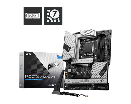 MSI PRO Z790-A MAX WIFI (Wi-Fi 7), Intel 14th 13th 12th Series, LGA 1700/DDR5/PCIe 5.0/4xM.2 - ATX Gaming MotherBoard