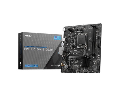 MSI PRO H610M-S, Intel 14th 13th 12th Series, LGA 1700/DDR4/PCIe 4.0/1xM.2 - mATX Gaming MotherBoard