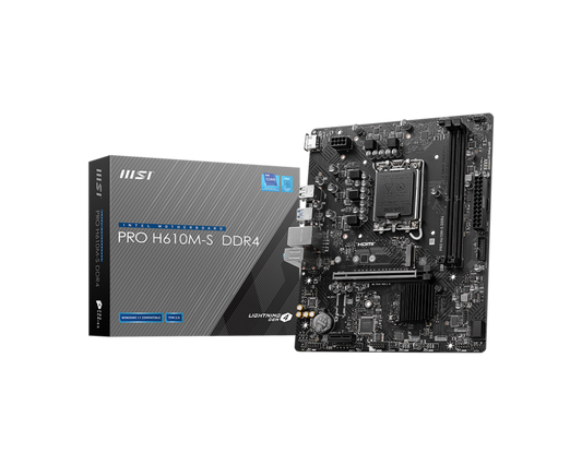 MSI PRO H610M-S, Intel 14th 13th 12th Series, LGA 1700/DDR4/PCIe 4.0/1xM.2 - mATX Gaming MotherBoard