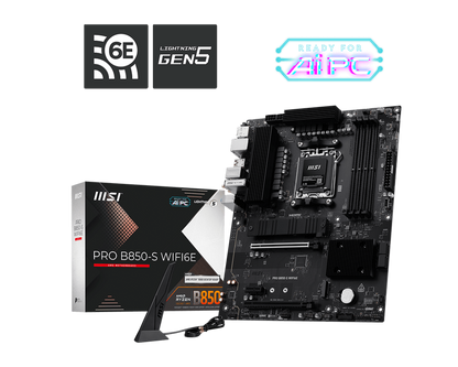 MSI PRO B850-S WIFI6E, AMD RYZEN 7000 8000 9000 Series AM5/DDR5/PCIe 5.0/2xM.2 - ATX Gaming MotherBoard