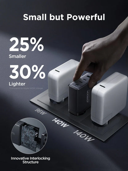 JR-TCG05 140W GaN 3C1A Fast Charger-Black+240W C to C Cable 1.2m-Black-US/UK/EU