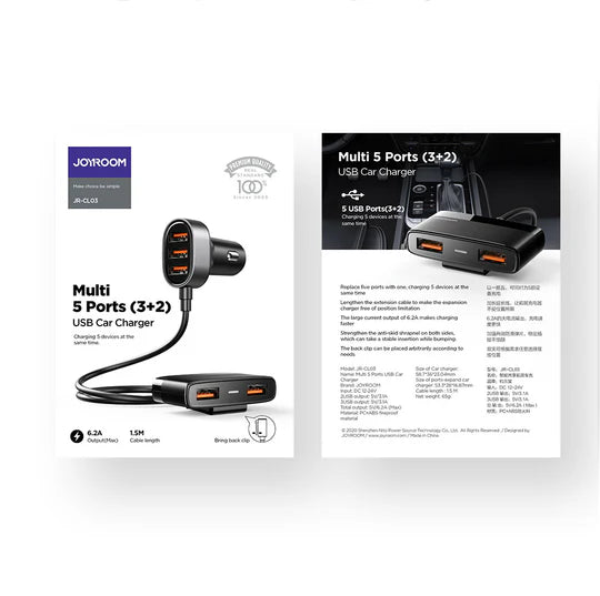 JOYROOM JR-CL03 Multi 5 Ports USB Car Charger