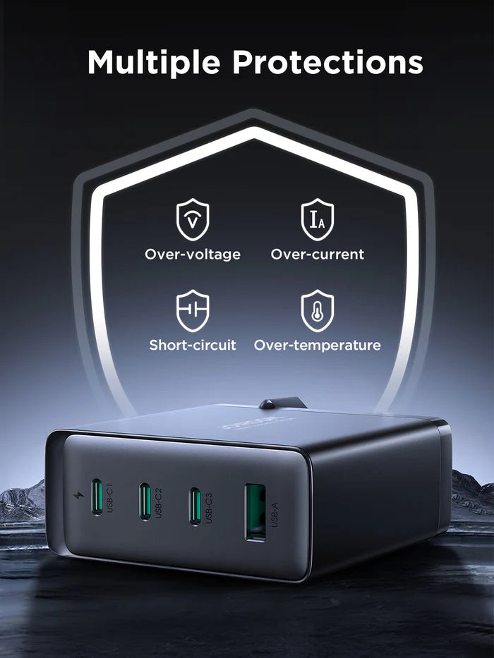 JR-TCG05 140W GaN 3C1A Fast Charger-Black+240W C to C Cable 1.2m-Black-US/UK/EU