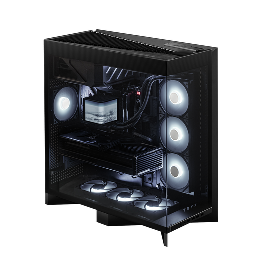 TRYX LUCA L70 (Black) E-ATX Mid Tower Aesthetic Panoramic Tempered Glass Design Gaming case, Type-C, Up To 420mm Radiator, BTF Support
