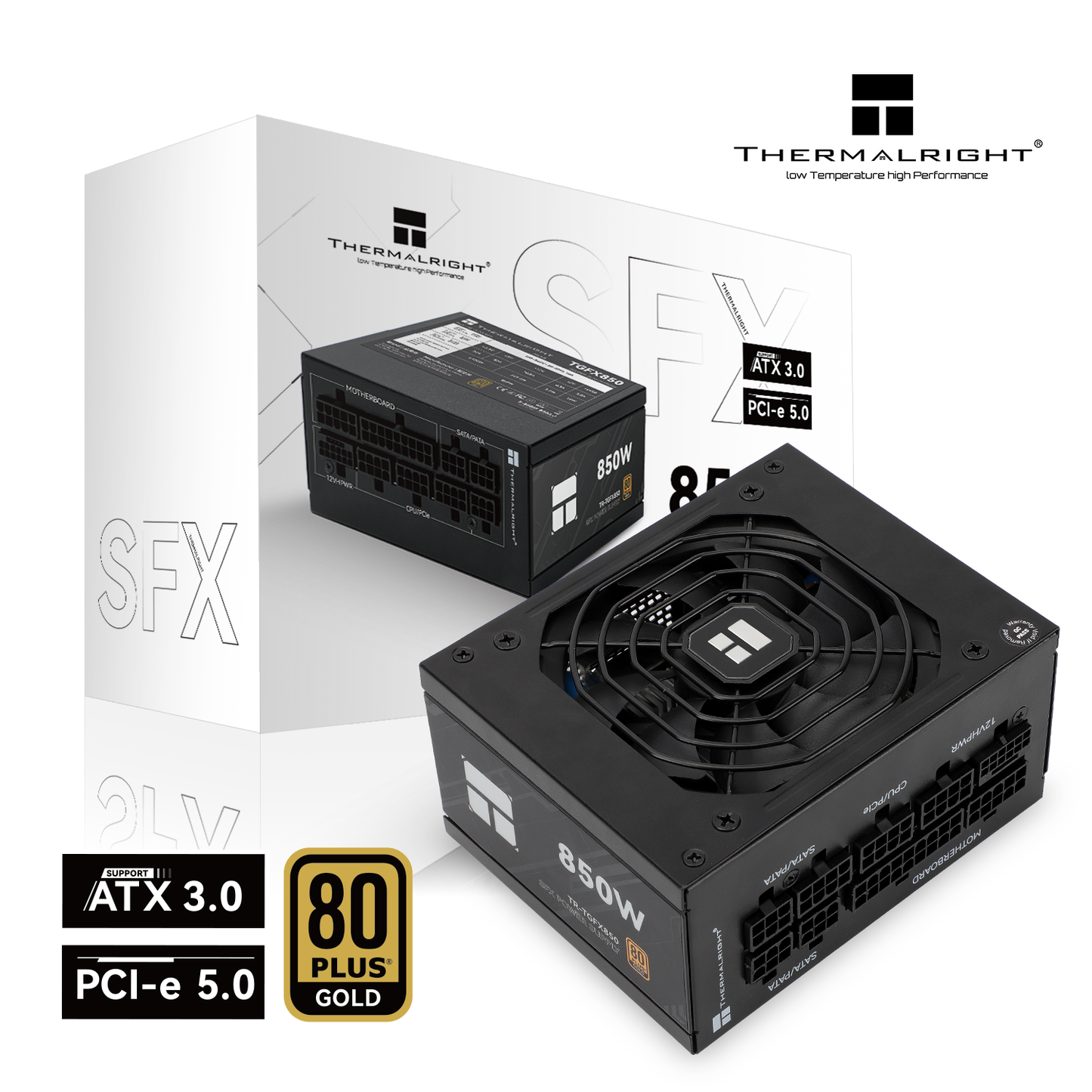 Thermalright (TGFX-850) SFX Gold 850W (ATX 3.0) PCIE 5.0 (12VHPWR) 80 Plus Gold Full Modular, Smart Fan - Power Supply