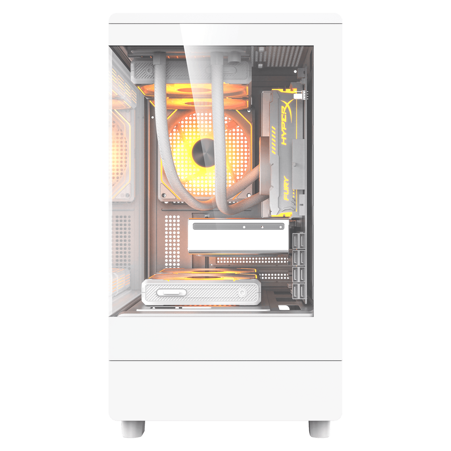 darkFlash DB330M Micro ATX Mid Tower Modern Aesthetic ARGB Gaming case, Panoramic Tempered Glass Design, w/ 3 ARGB Fans (White)