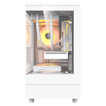 darkFlash DB330M Micro ATX Mid Tower Modern Aesthetic ARGB Gaming case, Panoramic Tempered Glass Design, w/ 3 ARGB Fans (White)