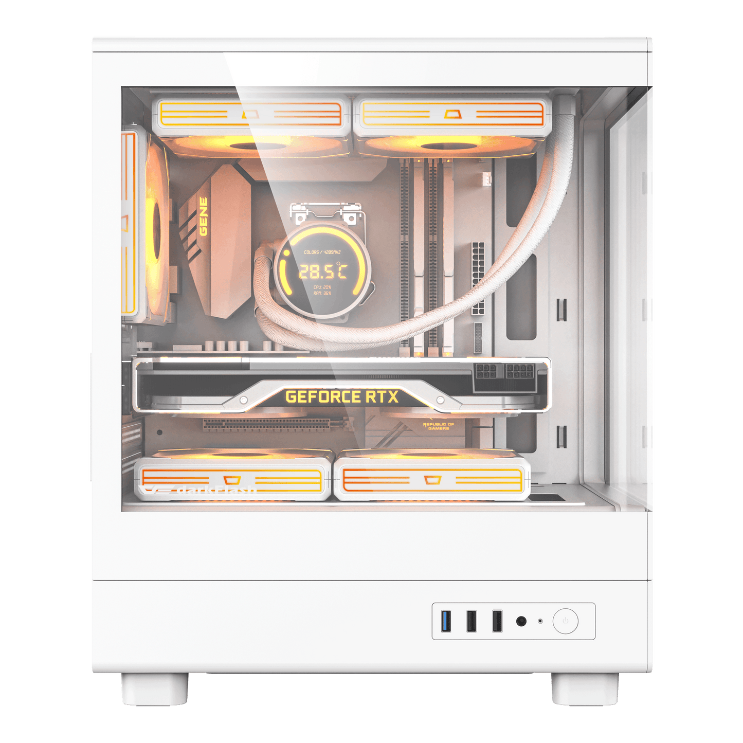 darkFlash DB330M Micro ATX Mid Tower Modern Aesthetic ARGB Gaming case, Panoramic Tempered Glass Design, w/ 3 ARGB Fans (White)
