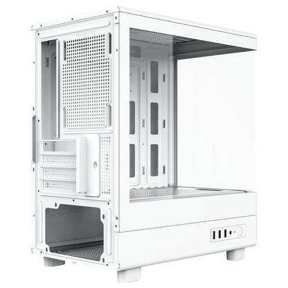 darkFlash DB330M Micro ATX Mid Tower Modern Aesthetic ARGB Gaming case, Panoramic Tempered Glass Design, w/ 3 ARGB Fans (White)