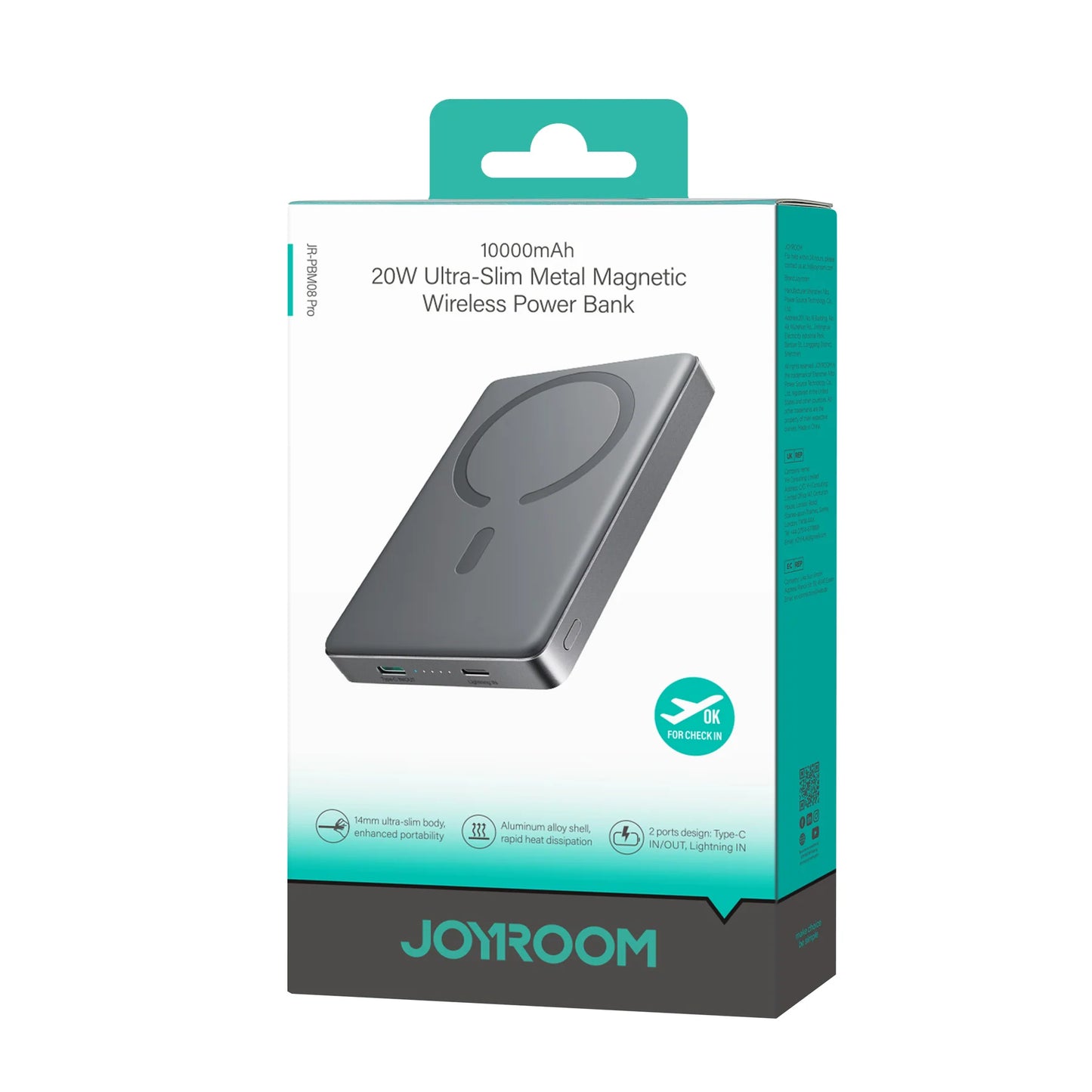 JOYROOM JR-PBM08 Pro 20W Magnetic Wireless Power Bank 10000mAh