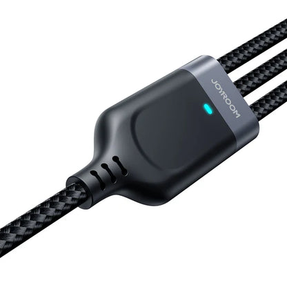 JOYROOM S-A18 Multi-Use 3.5A Lightning+Type-C+Micro 3-in-1 Data Cable 0.3m/1.2m/3m-Black