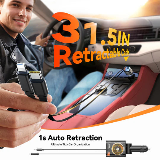 JOYROOM JR-CCL05 30W 4-in-1 Retractable Cable Car Charger