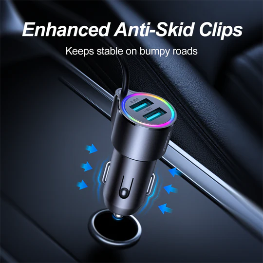 JOYROOM JR-CL25 3.4A 3-in-1 Car Charger with Coiled Lightning Cable