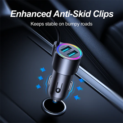 JOYROOM JR-CL25 3.4A 3-in-1 Car Charger with Coiled Lightning Cable