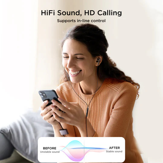 JOYROOM SY-L01 Audio-Transfer Series 2-in-1 Audio Adapter (Lightning to 3.5mm+Lightning)-Black (Call Version)