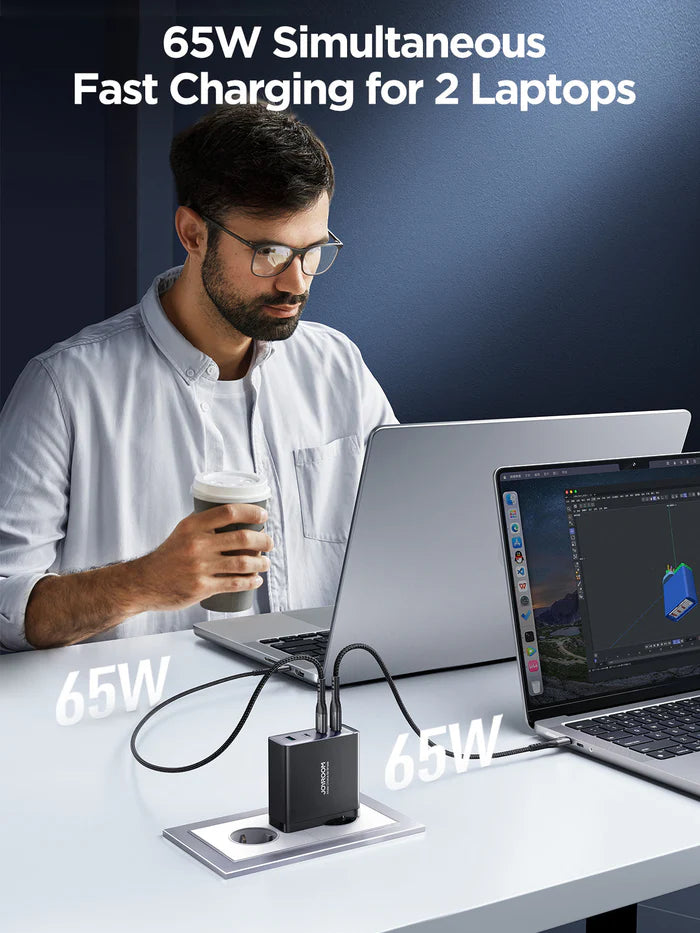 JR-TCG05 140W GaN 3C1A Fast Charger-Black+240W C to C Cable 1.2m-Black-US/UK/EU