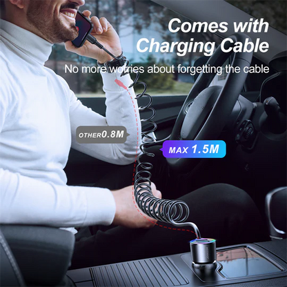 JOYROOM JR-CL25 3.4A 3-in-1 Car Charger with Coiled Lightning Cable