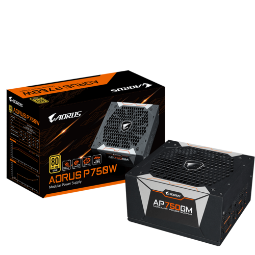 GIGABYTE AORUS P750 GOLD 750W 80+ Full Modular Power Supply w/ 135mm 2 Ball Bearing Smart Fan