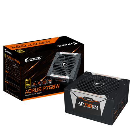 GIGABYTE AORUS P750 GOLD 750W 80+ Full Modular Power Supply w/ 135mm 2 Ball Bearing Smart Fan