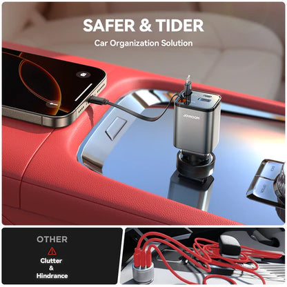 JOYROOM JR-CCL05 30W 4-in-1 Retractable Cable Car Charger