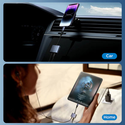 JOYROOM SY-L01 Audio-Transfer Series 2-in-1 Audio Adapter (Lightning to 3.5mm+Lightning)-Black (Call Version)