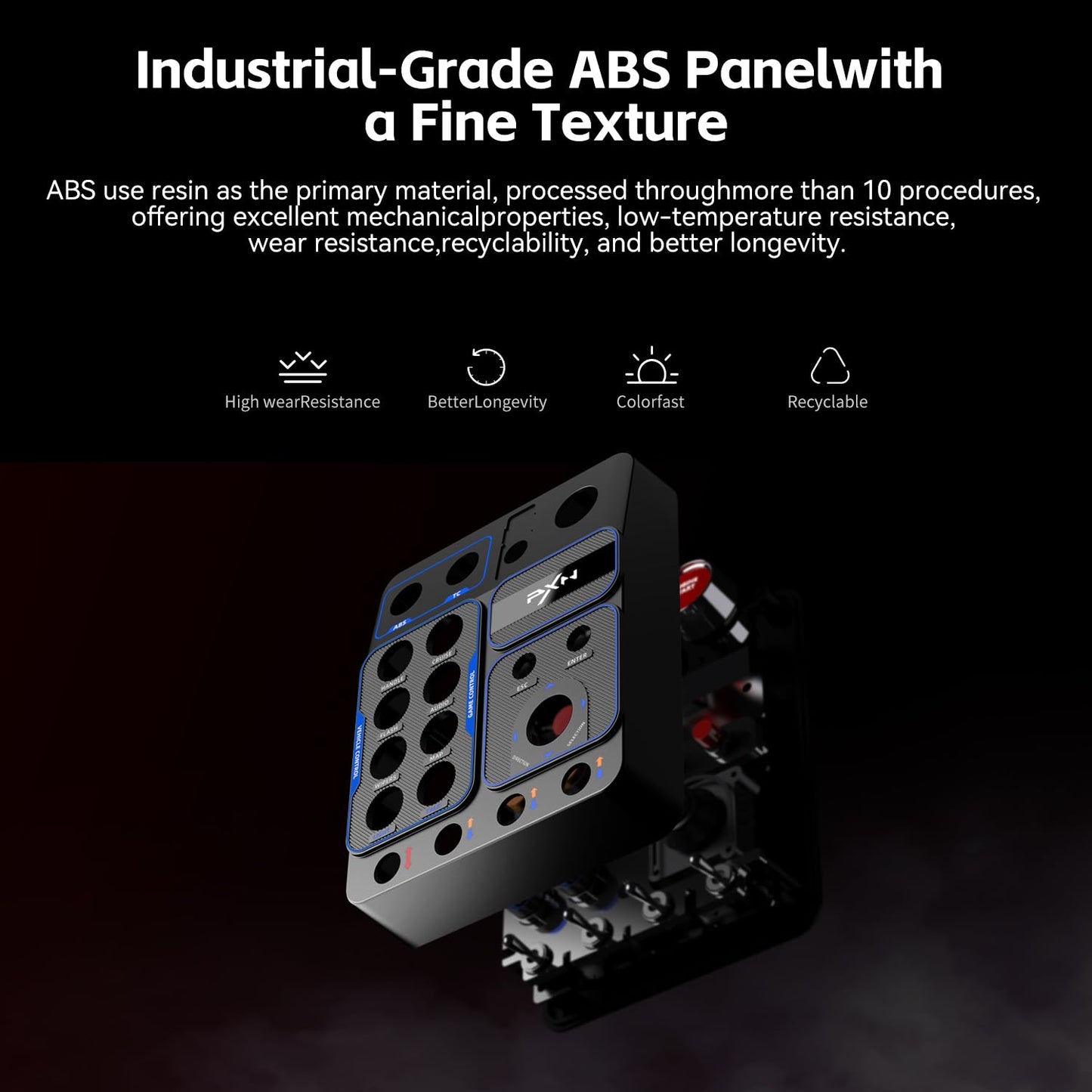 PXN CB1 Gaming Button Box – Sim Drive Control with 19 Buttons (9 Types), 30 Programmable Options, RGB Backlight, USB – Compatible with Windows PC – For Racing, Truck, Farming & Flight Simulators