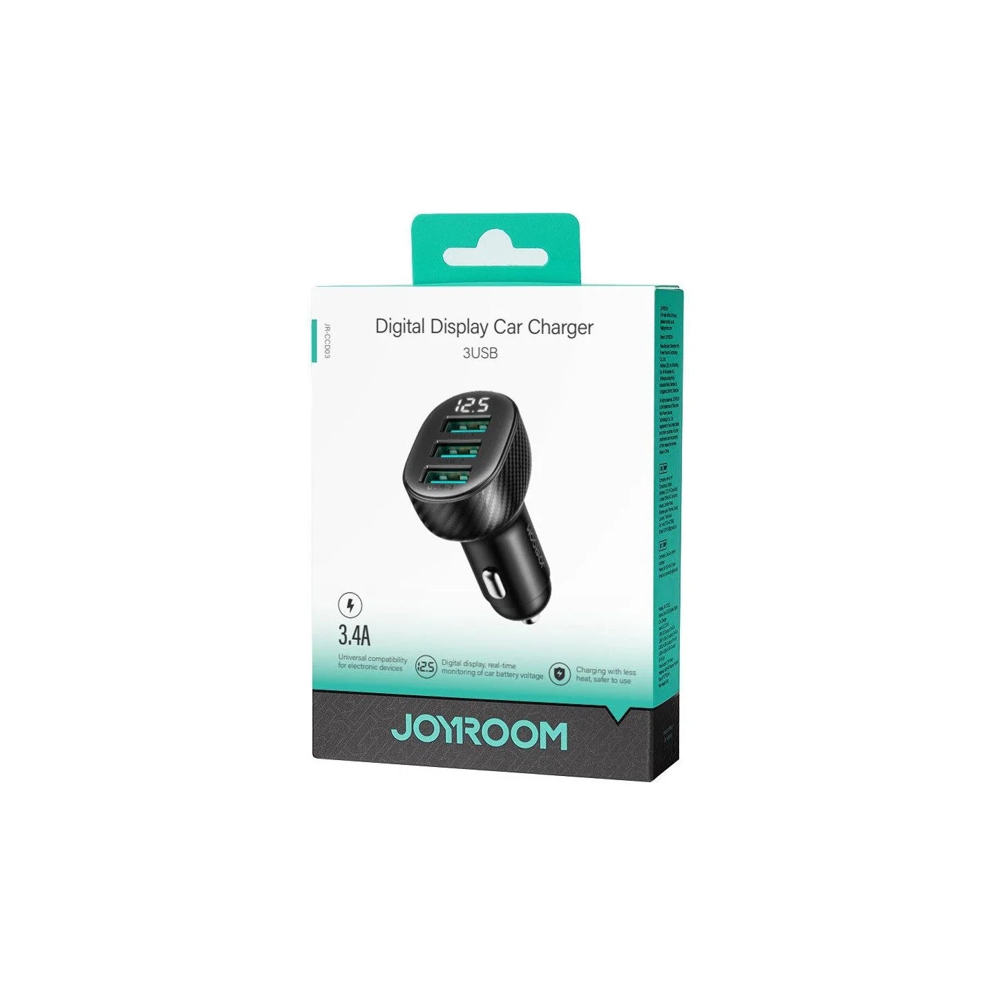JOYROOM JR-CCD03 3.4A 3USB Digital Display Car Charger