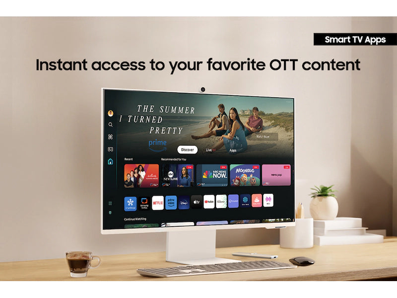 Samsung M8 (DM801) Smart 32" 4K UHD, Tizen™ OS Flat Business Monitor, VA, 60Hz, 4ms(GTG), HDR10+, 99% sRGB, USB Type-C w/ Cam, Speakers, Remote Control & Ergonomic Stand - White