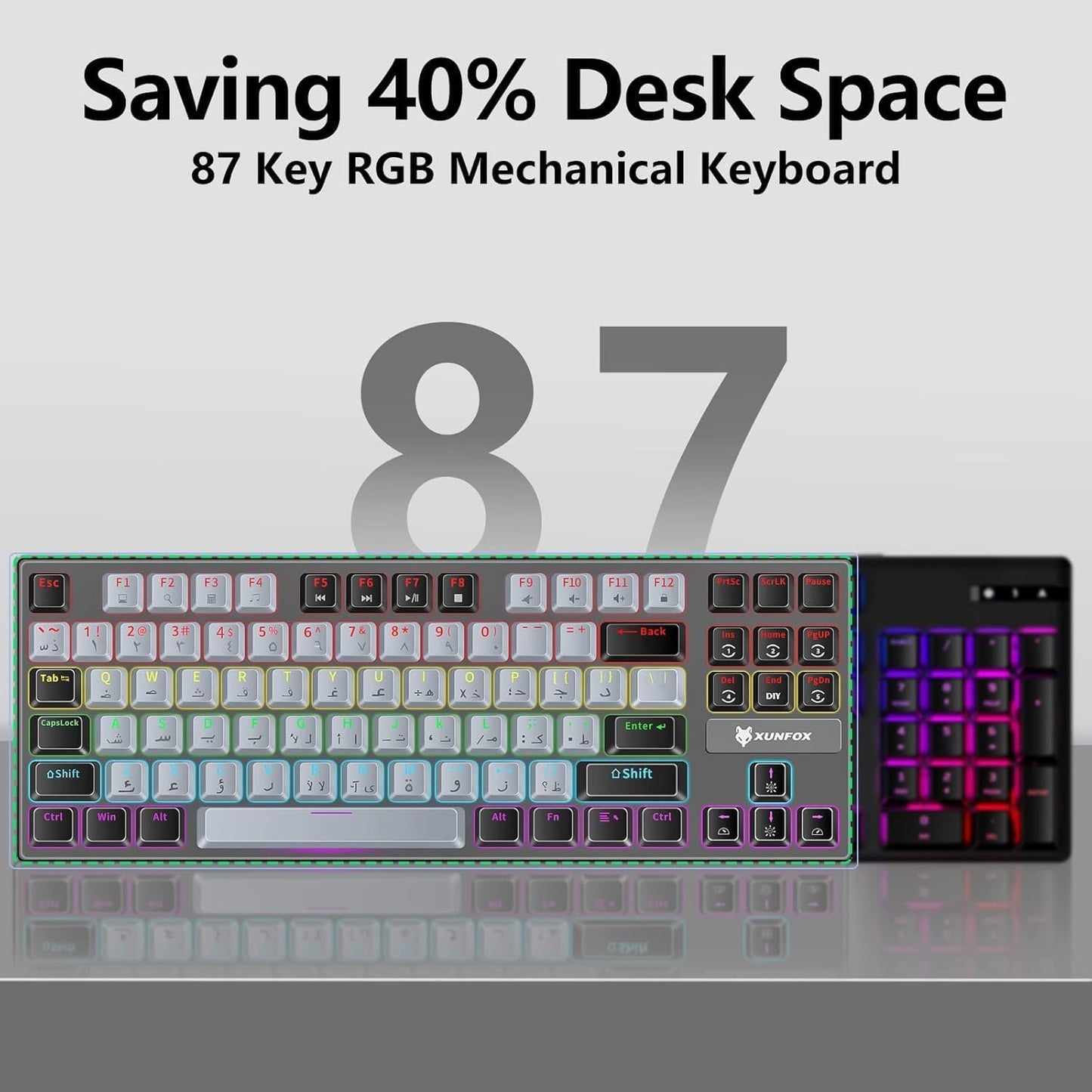 XUNFOX K80 Gaming Keyboard Blue Mechanical Switch