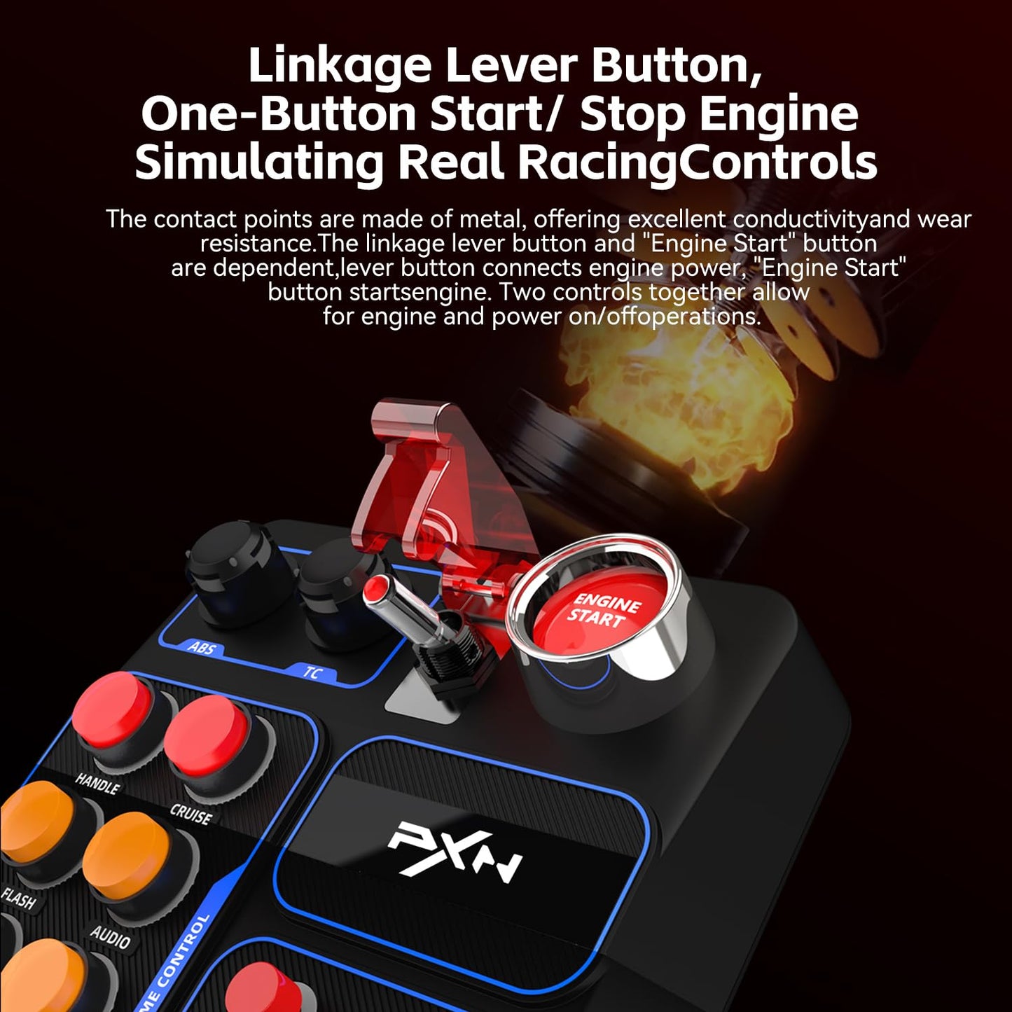 PXN CB1 Gaming Button Box – Sim Drive Control with 19 Buttons (9 Types), 30 Programmable Options, RGB Backlight, USB – Compatible with Windows PC – For Racing, Truck, Farming & Flight Simulators
