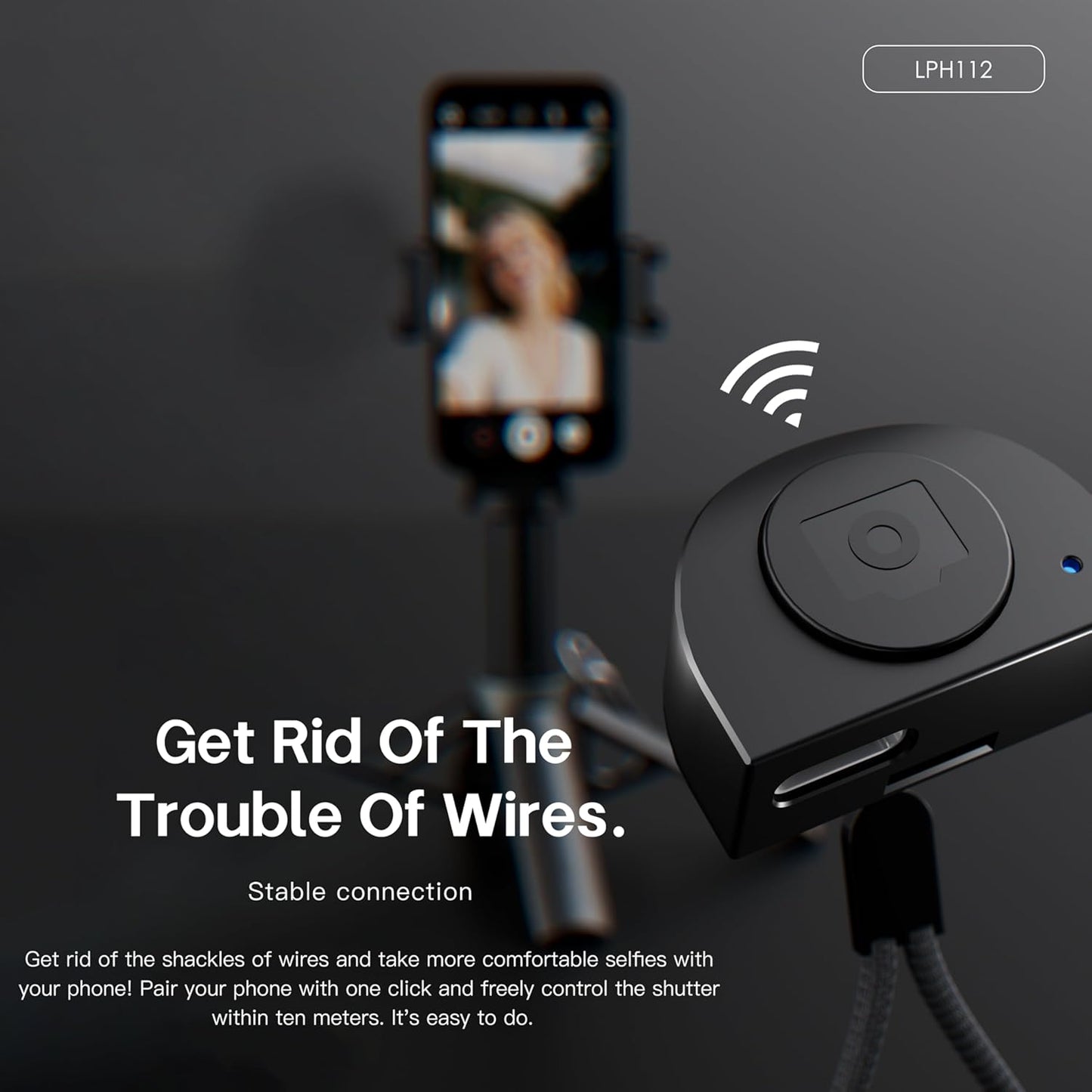 Lenyes LPH112 3-in-1 Phone Holder – Bluetooth Remote, Telescopic Stand & Grip