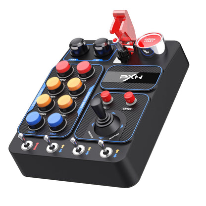 PXN CB1 Gaming Button Box – Sim Drive Control with 19 Buttons (9 Types), 30 Programmable Options, RGB Backlight, USB – Compatible with Windows PC – For Racing, Truck, Farming & Flight Simulators